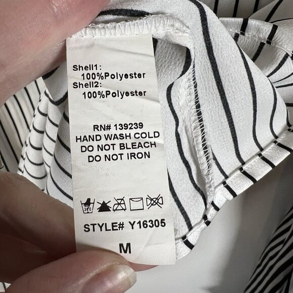 Do+Be Striped Long Sleeve Top Black White Womens Size Medium Flare‎ Tie Sleeve - Picture 7 of 8